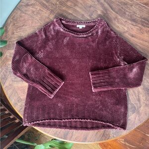 Orvis Deep Burgandy Chenille Velvet Sweater Small